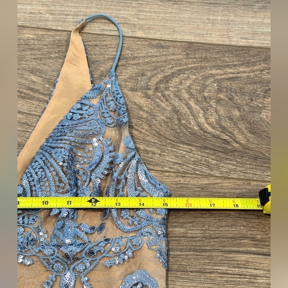 NWOT Free People Night Shimmer Mini Blue Sequin Cocktail Dress Size 0 - Picture 11 of 12